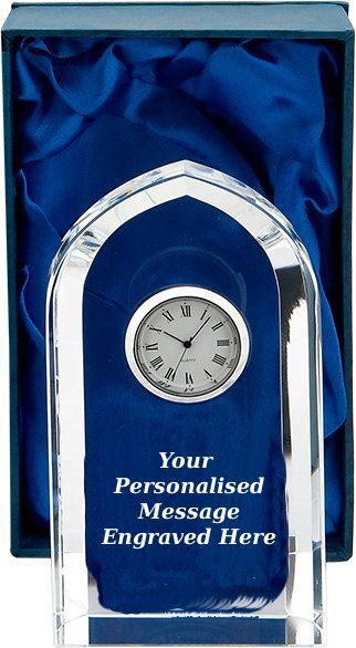 Arch Shape Crystal Clock – Personalised & Laser Engraved image 0