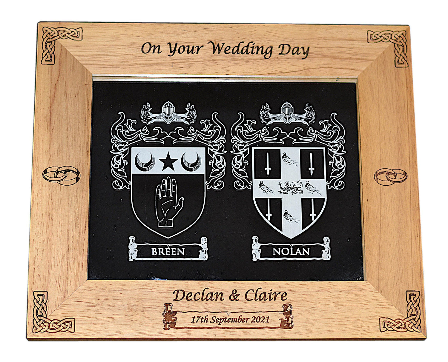 Family Crest Wedding/Anniversary Mirror with Solid Wood Frame image 0