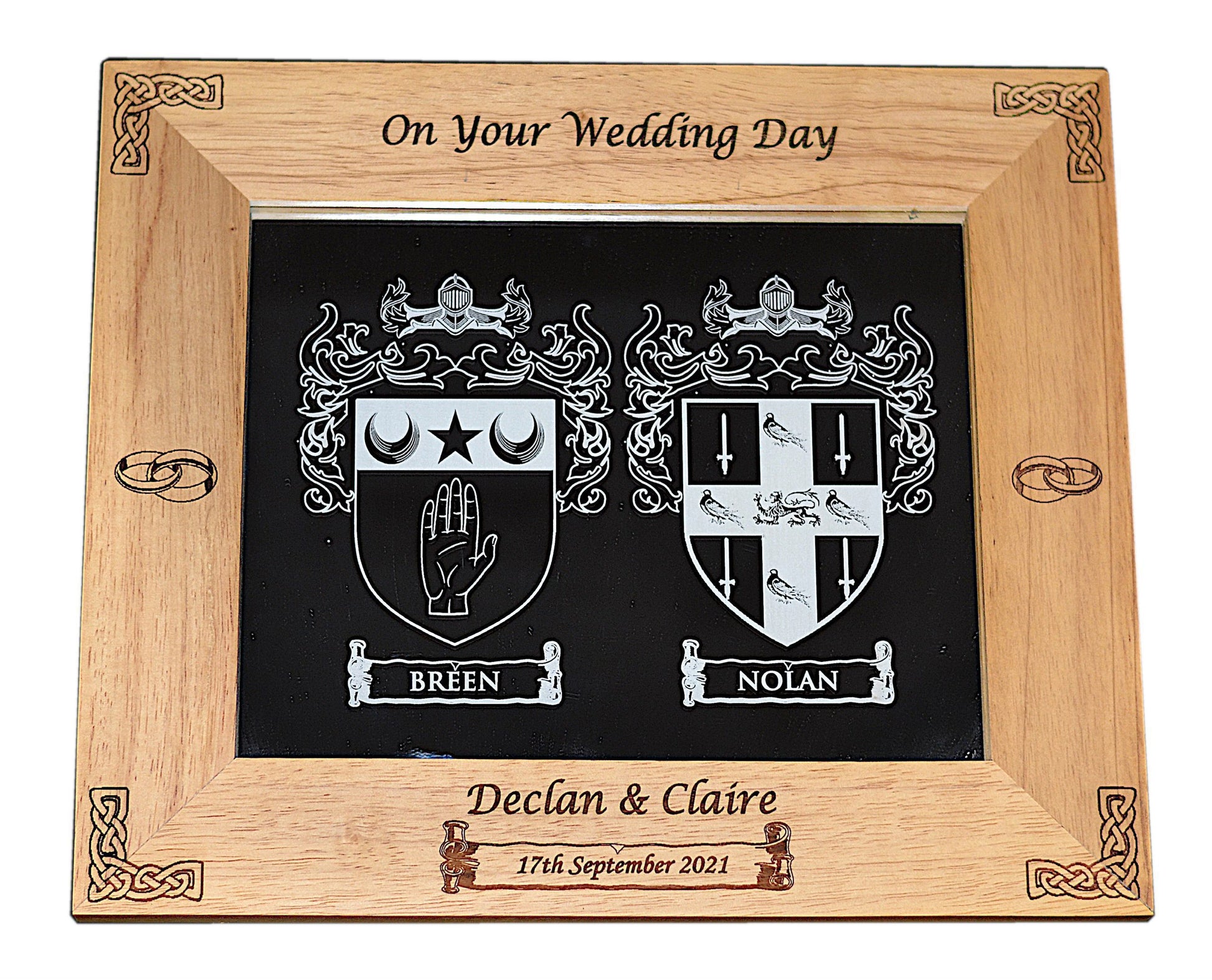 Family Crest Wedding/Anniversary Mirror with Solid Wood Frame image 0