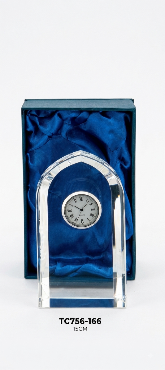 Arch Shape Crystal Clock – Personalised & Laser Engraved